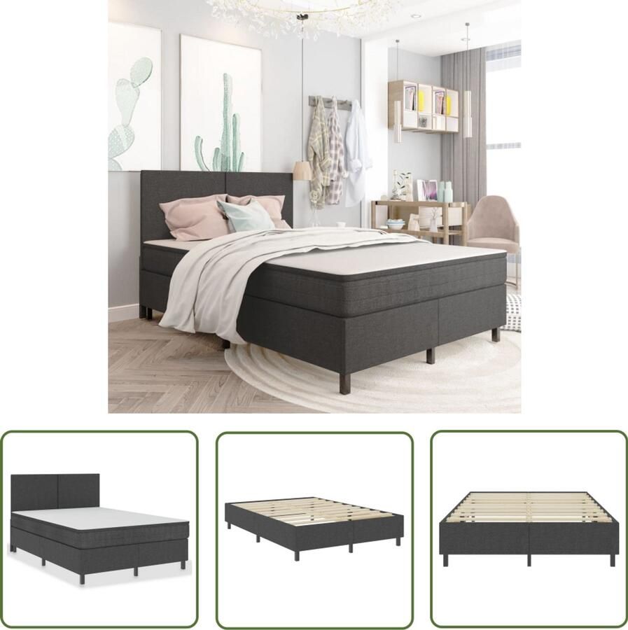 VidaXL Boxspringframe Grijs 140x200 cm Boxspringframe Boxspring Tweepersoonsbed Bed Frame Houten Bed Metalen Bed Grijs Bed Boxspring Kopen