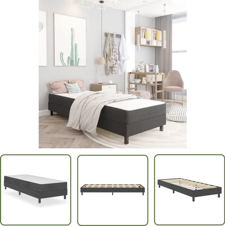 VidaXL Boxspringframe Grijs 80x200 cm Polyester Boxspringframe Slaapcomfort Grijs Bed One Person Bed Stof Bed Mdf Bed Metaal Bed 80x200 Cm Matras