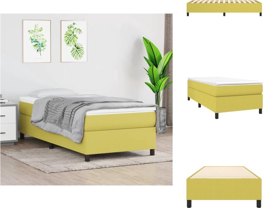 VidaXL Bedframe Bedframes Slaapmeubel Bedbodem Bedframe stof groen 90x190 cm