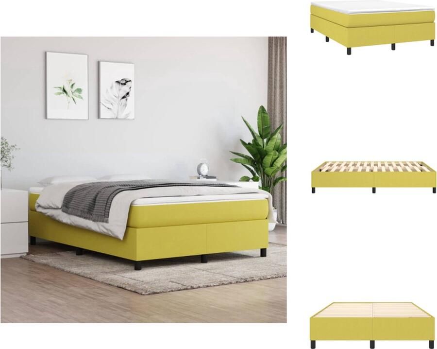 VidaXL Boxspringframe Groen 193x140x35 cm Duurzaam materiaal Ondersteunende poten Multiplex lattenbodem (- ) Bed