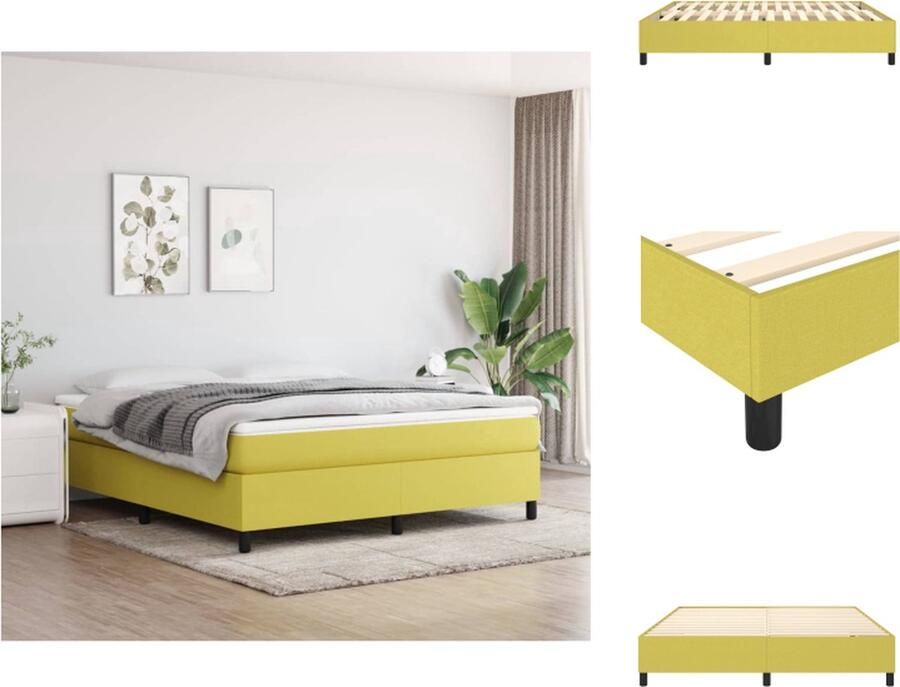VidaXL Boxspringframe Groen 203 x 160 x 35 cm Stof Multiplex Geschikt voor 160 x 200 cm matras Bed
