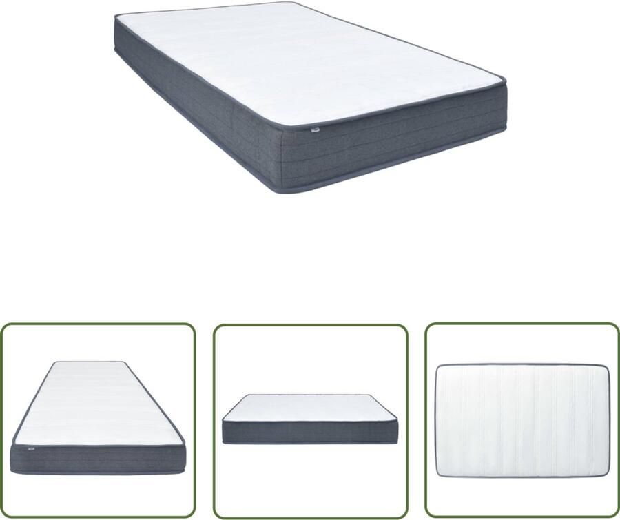 VidaXL Boxspringmatras 200x140x20 cm Wit Donkergrijs Boxspringmatras Matras Topper Boxspring Zweethoudend Anti Allergisch - Foto 2