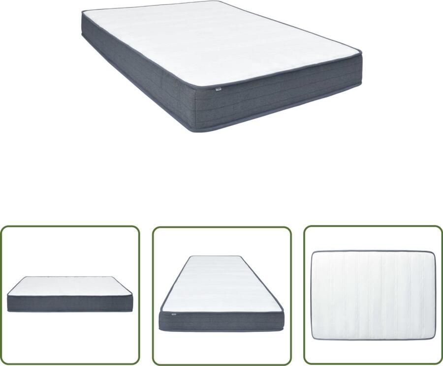 VidaXL Boxspringmatras 200x160x20 cm Wit en donkergrijs Boxspringmatras Pocketveermatras Comfortmatras Slaapcomfort Matras Kopen Tweepersoonsmatras Anti Allergisch Matras Medium Hard