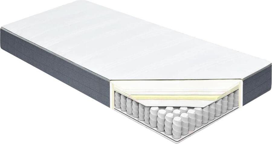 VidaXL Boxspringmatras 200x80x20 cm Wit & Grijs Boxspringmatras Matras Boxspring Slapen Comfort Zacht Stevig Anti Allergisch Goedkope Matrassen Droomt