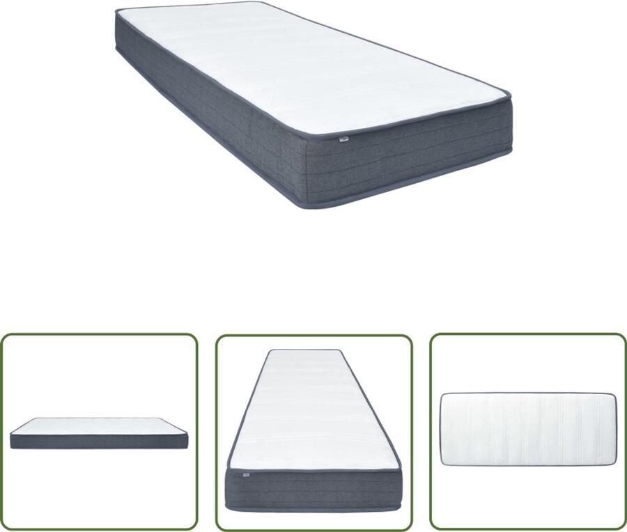 VidaXL Boxspringmatras 200x90x20 cm Wit & Grijs Boxspringmatras Matras Slaapcomfort Pocketvering Anti Allergisch Witte Matras Tweepersoons Matras