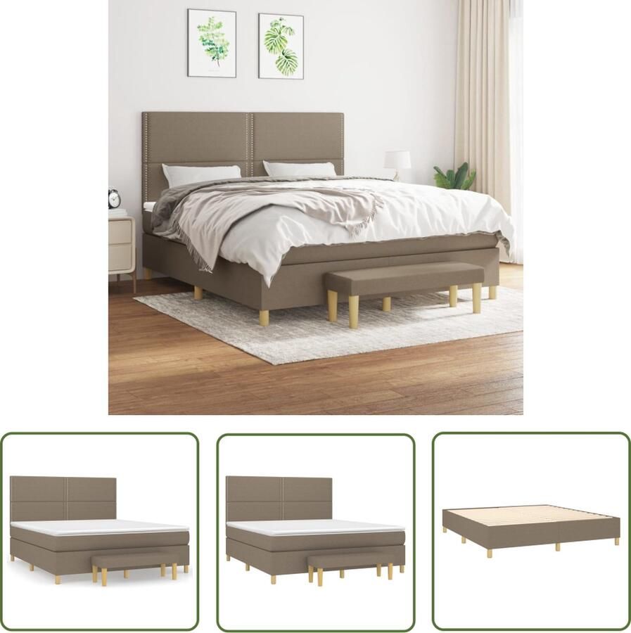 The Living Store Boxspringbeds Bed Pocketvering 180x200 Taupe Stof Boxspringbed Boxsprings Tweepersoonsbed Bed Frame Pocketed Spring Mattress