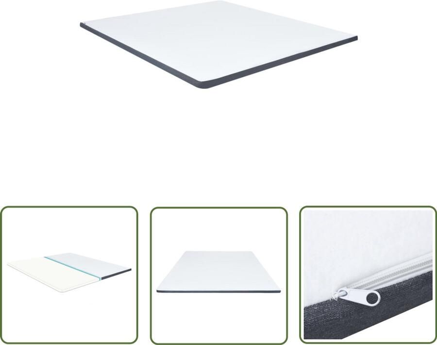 VidaXL Boxspringtopmatras 200x180x5 cm Wit Donkergrijs Boxspringtopmatras Topmatras Traagschuimmatras Slaapcomfort Boxspring Slaapkamerinrichting Tweepersoonsbed Witte Bedding Grijs Bedding - Foto 2