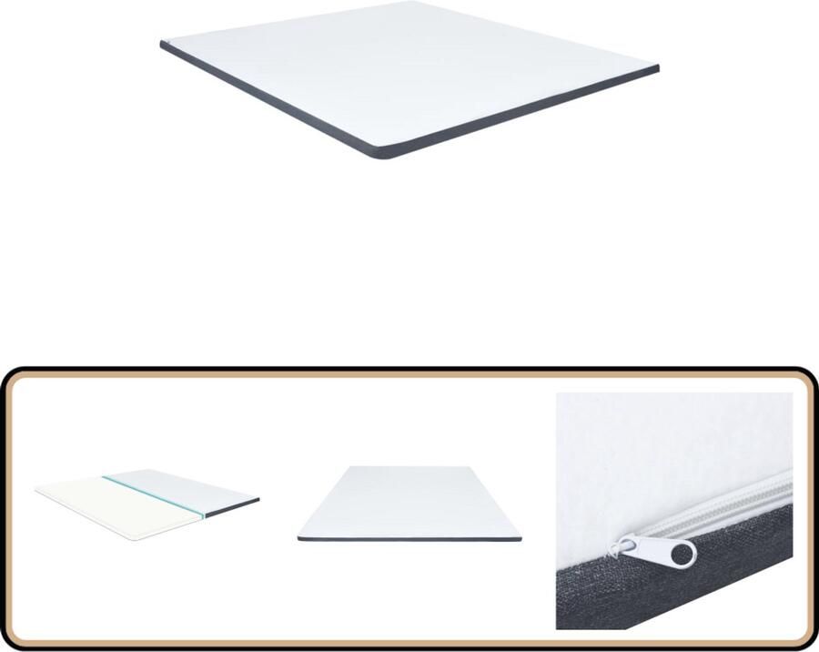 VidaXL Boxspringtopmatras 200x180x5 cm Wit Donkergrijs Boxspringtopmatras Topmatras Traagschuimmatras Slaapcomfort Boxspring Slaapkamerinrichting Tweepersoonsbed Witte Bedding Grijs Bedding