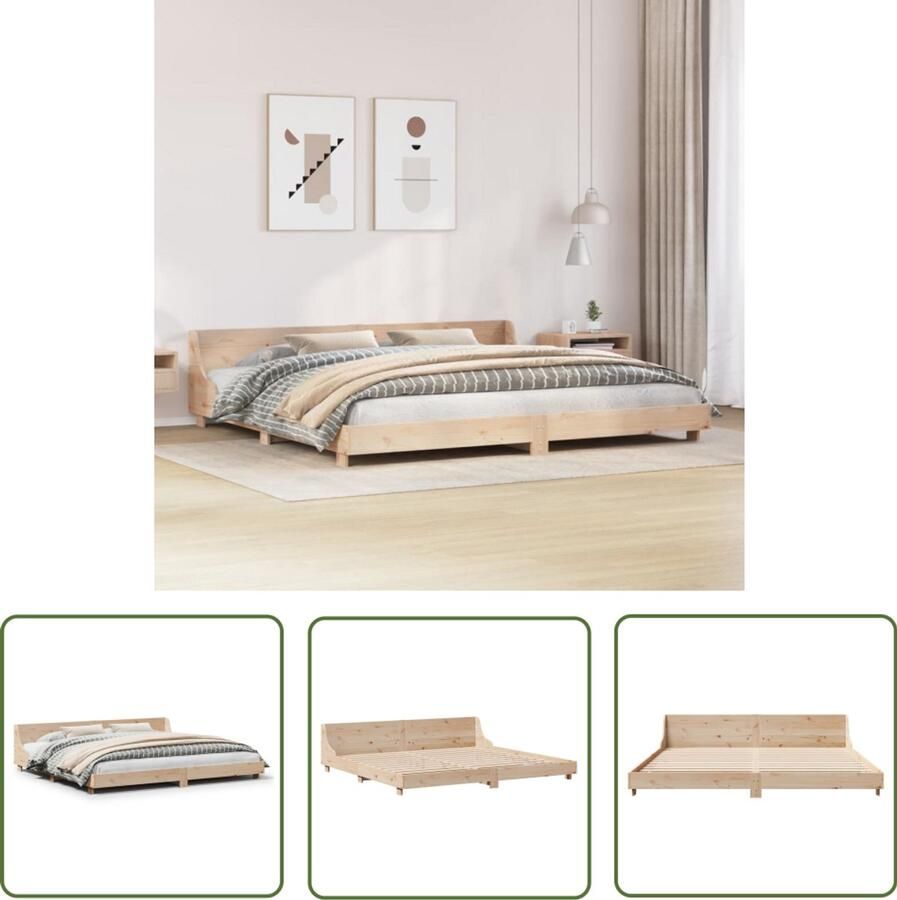 VidaXL Bruin Bed Frame Massief Grenenhout Bed Frame Bedframe zonder matras massief grenenhout 180x200 cm King Size Bed Frame Tweepersoons Bed Frame Houten Bed Frame