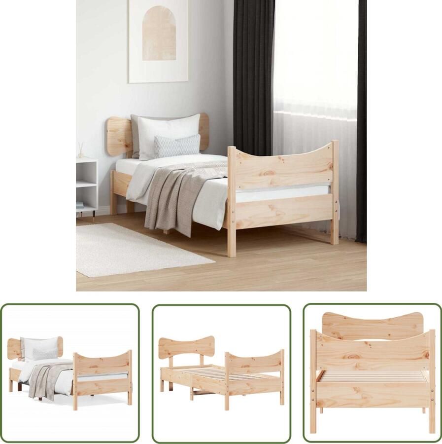 VidaXL Bruin Bed Frame Massief Grenenhout Bed Frame Bedframe zonder matras massief grenenhout 90x200 cm Tweepersoons Bed Frame Bed Frame 90x200 Houten Bed Frame