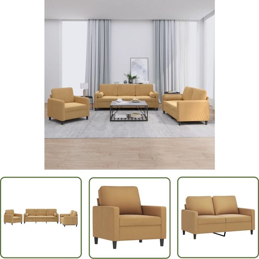 The Living Store Loungeset Velours Zitgroep Bruin Comfortabel en Stabiel 78 x 77 x 80 cm Loungebank Bruine Bank Velvet Bank Bankstel Lounge Set