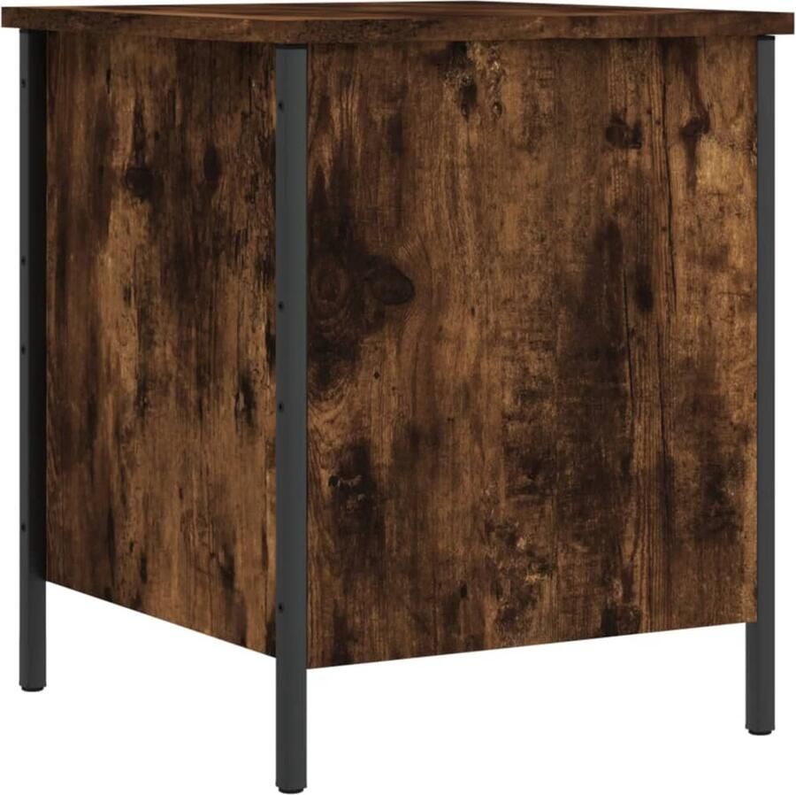 The Living Store Opbergbankje 40x42 5x50 cm bewerkt hout gerookt eikenkleurig Opbergbankje Opbergbankjes Halbankje Schoenenbankje