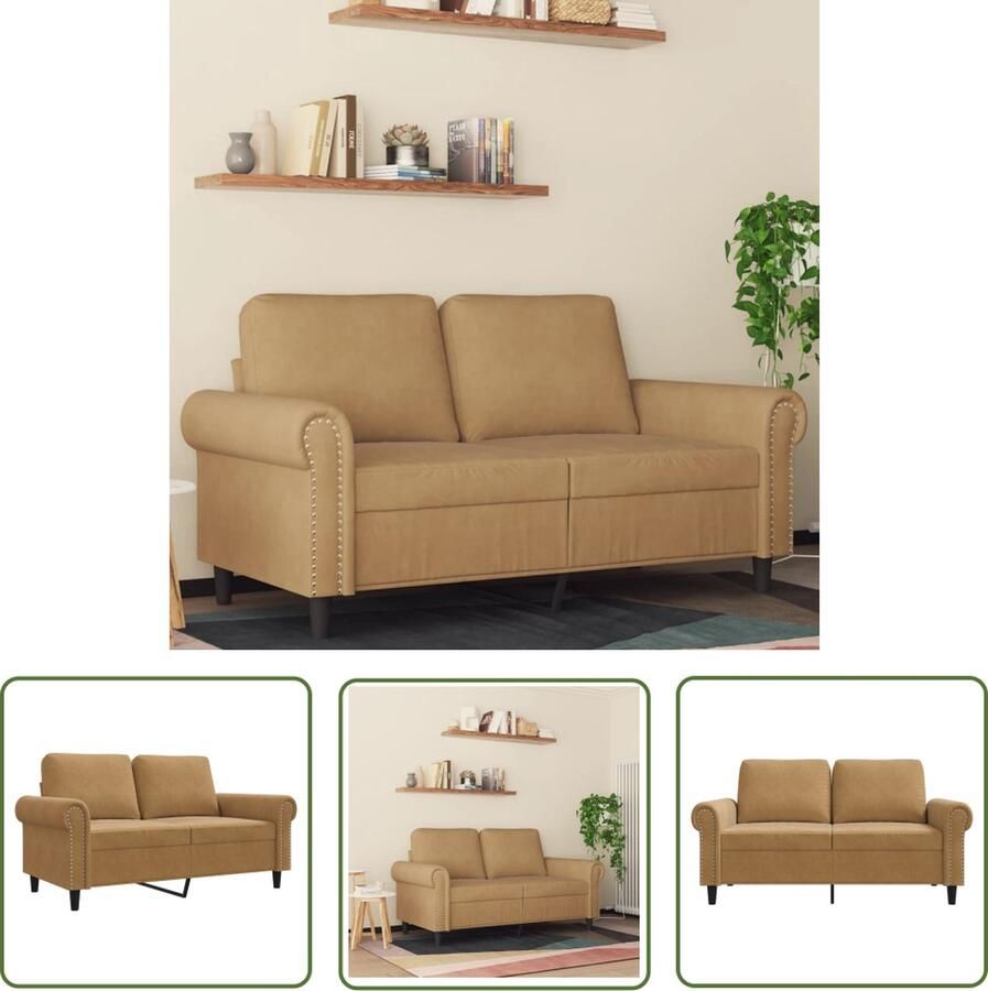 The Living Store Tweezitsbank 120 cm fluweel bruin Tweezitsbank Bruine Bank Fluweel Sofa Salontafel Livingroom Meubilair