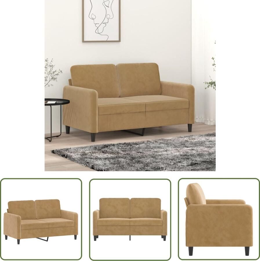 The Living Store 2-zitsbank Fluweel 138 x 77 x 80 cm Bruin Luxe fluweel Stevig metalen frame Comfortabel zitcomfort Tweezitsbank Bruine Bank Velvet Bank Salontafel Lounge Meubilair