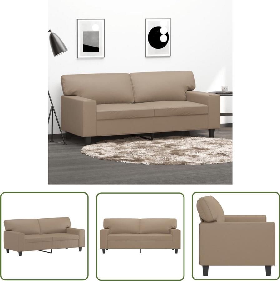 VidaXL Tweezitsbank 140 cm kunstleer cappuccinokleurig Tweezitsbank Bruine Bank Kapstok Salontafel Lederlook