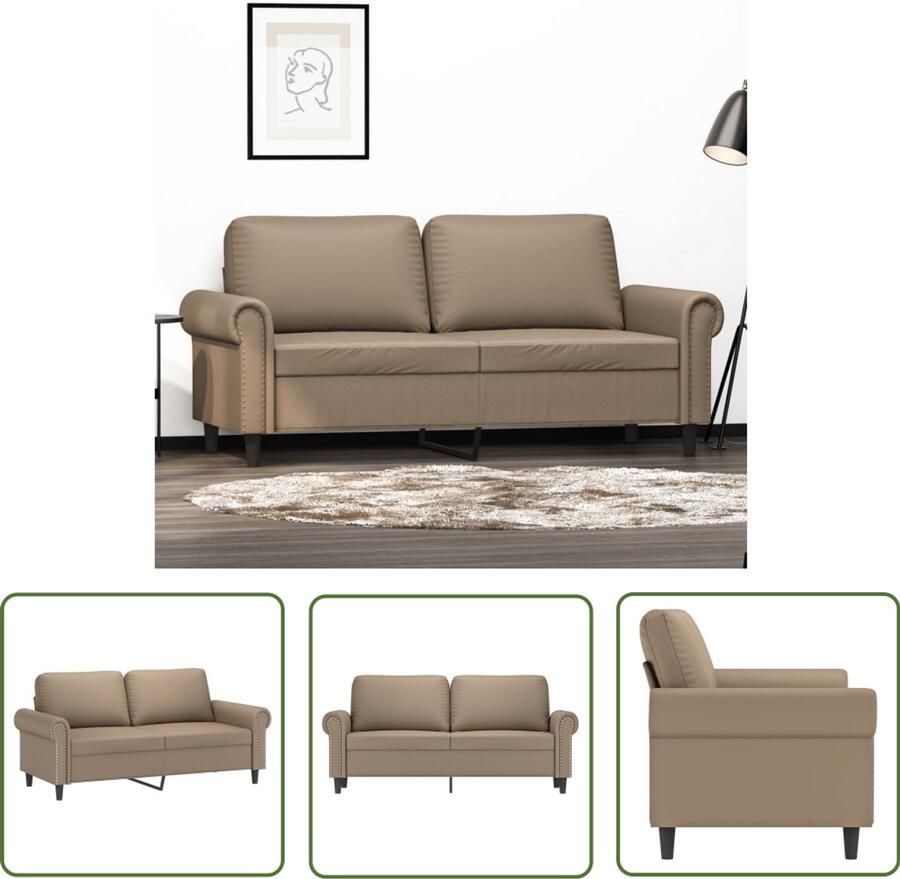 VidaXL Tweezitsbank 140 cm kunstleer cappuccinokleurig Tweezitsbank Bruine Bank Kapuccino Kleur Kunstleder Sofa Salontafel