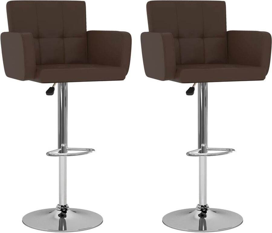 The Living Store Barkrukken Moderne Hoge Krukken Kunstleer Verchroomd Staal In hoogte verstelbaar met Gasveer Bruin 50x46x93-115 cm Moderne Barkrukken Bruine Barkrukken Hoge Barkrukken Kunstleder Barkrukken Gasveren Barkrukken