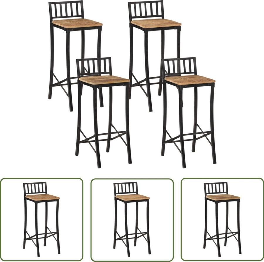 The Living Store Rustiek Houten Barkrukken 37 x 37 x 92 cm Met Voetensteun 4 Stuks Barstoelen Bruine Barstoelen Houten Barstoelen Vintage Barstoelen Rustieke Barstoelen