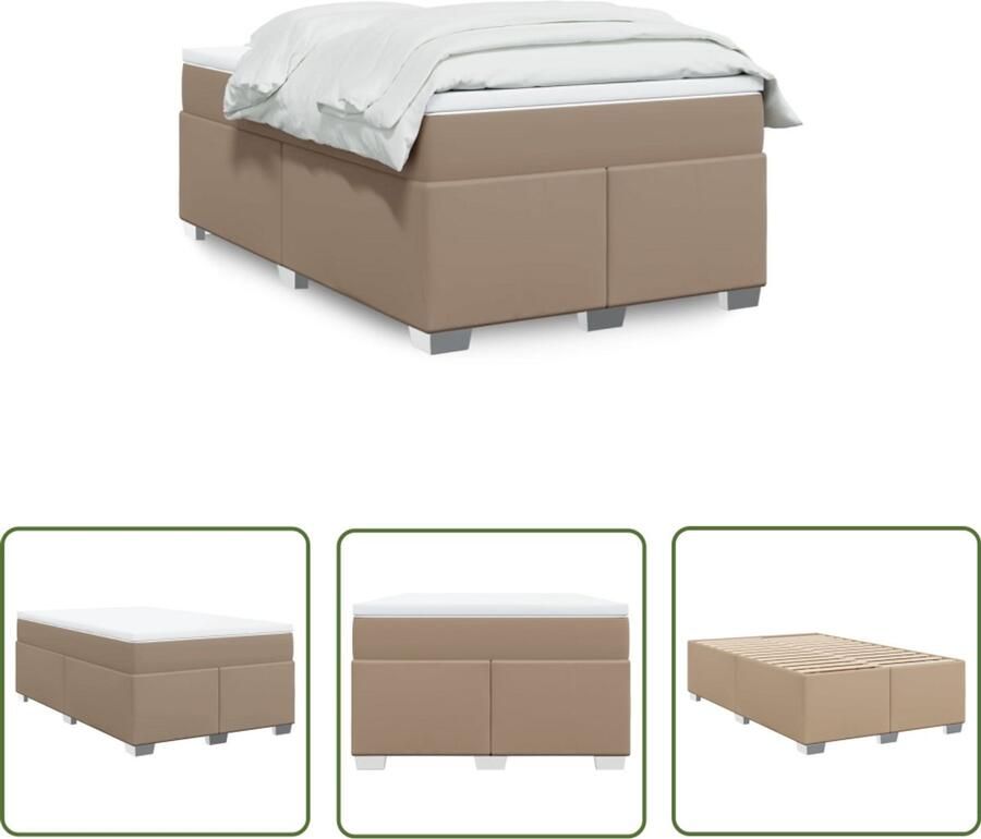 VidaXL Bruine Boxspring Boxspringbed Boxspring met matras kunstleer cappuccinokleurig 120x200 cm Kunstleder Bed Slaapcomfort Pocketveringmatras - Foto 2