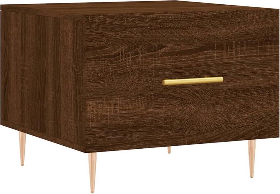 The Living Store Salontafel Bruineiken 50 x 50 x 40 cm Duurzaam hout ijzer Salontafel Bruine Eiken Meubilair Houten Salontafel Met Lade Stoere Salontafel