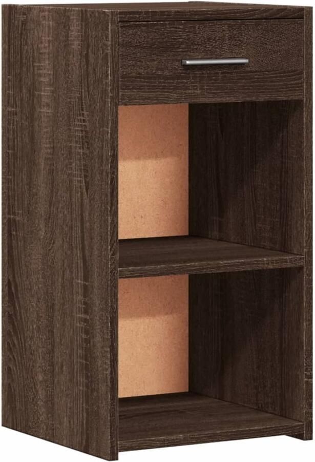 The Living Store Nachtkastje 35x34x65 cm bewerkt hout bruin eikenkleurig Nachtkastje Bruine Eiken Houten Kast Multifunctionele Kast Opbergkast