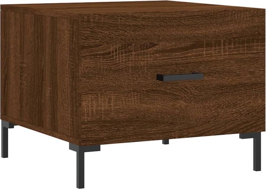 The Living Store Salontafel 50x50x40 cm bewerkt hout bruin eikenkleur Salontafel Bruine Eiken Houten Salontafel Met Lade Bijzettafel