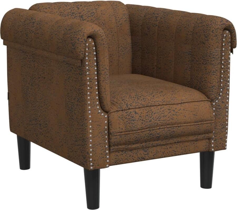 VidaXL Fauteuil Kunstsuède Bruin Comfort & Stijl Fauteuil Designstoel Bruine Fauteuil Lederlook Fauteuil Lounge Stoel - Foto 2