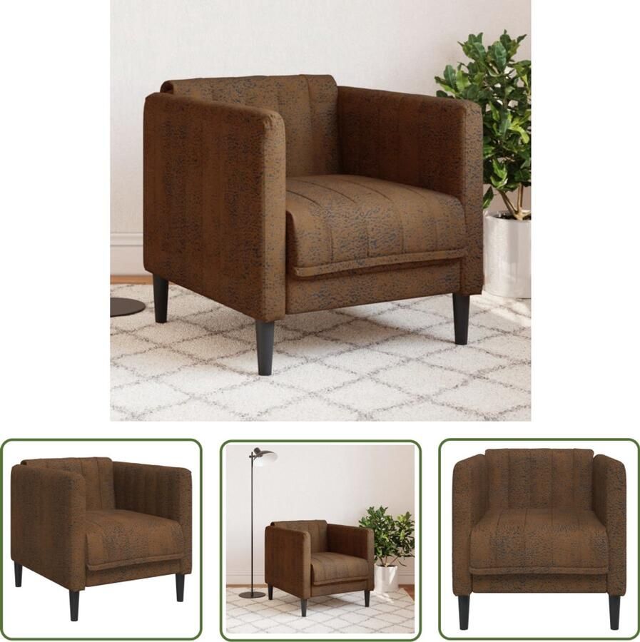 VidaXL Fauteuil kunstsuède bruin Fauteuil Bruine Fauteuil Lederlook Fauteuil Kunstleder Fauteuil Lounge Fauteuil