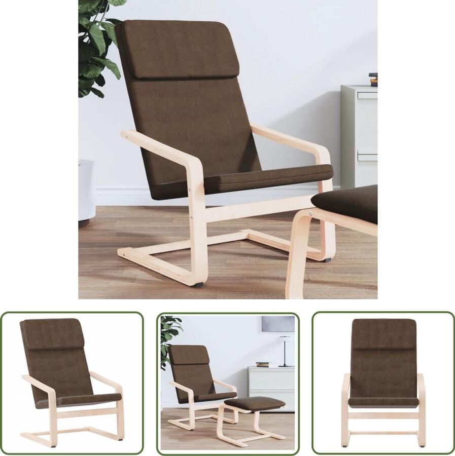 VidaXL Bruine Fauteuil Relaxfauteuil Relaxstoel stof donkerbruin Lederlook Fauteuil Lounge Stoel Loungestoel