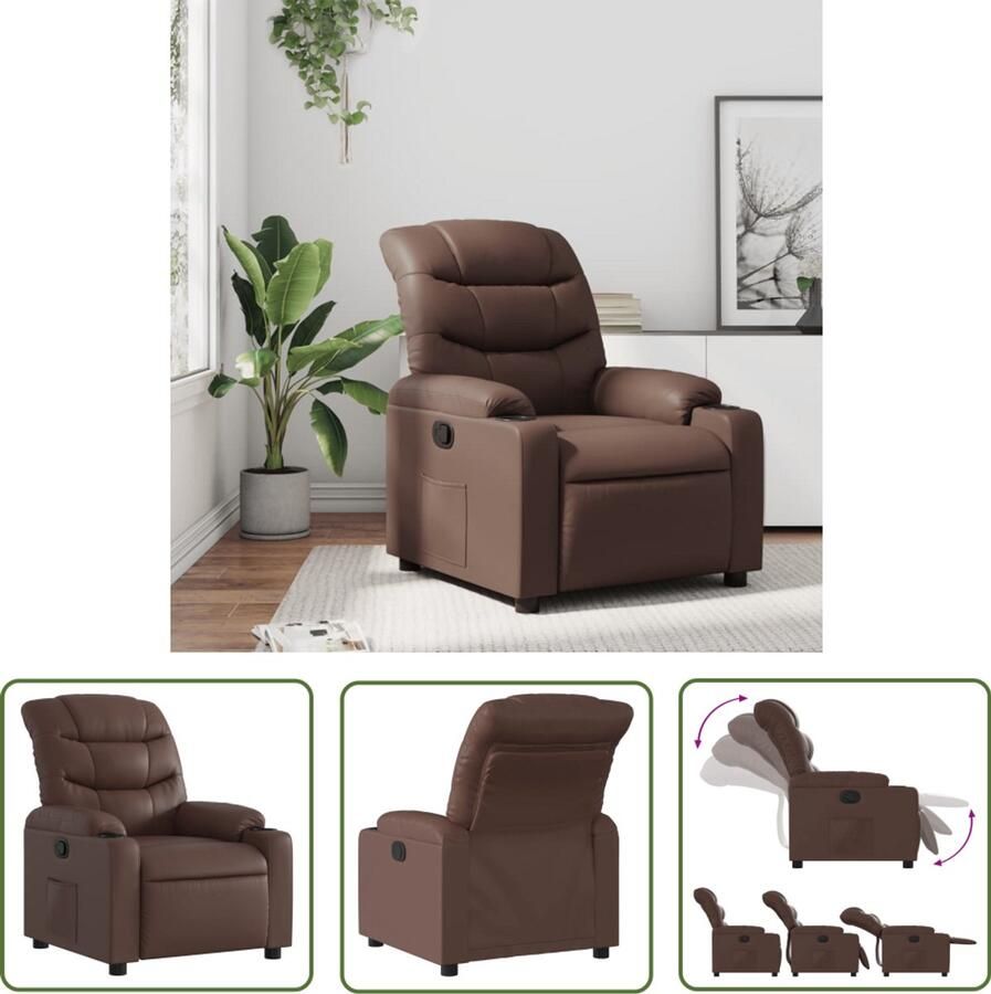 VidaXL Fauteuil verstelbaar kunstleer bruin Verstelbare Fauteuil Bruine Fauteuil Lederlook Fauteuil Loungefauteuil Ergonomische Fauteuil