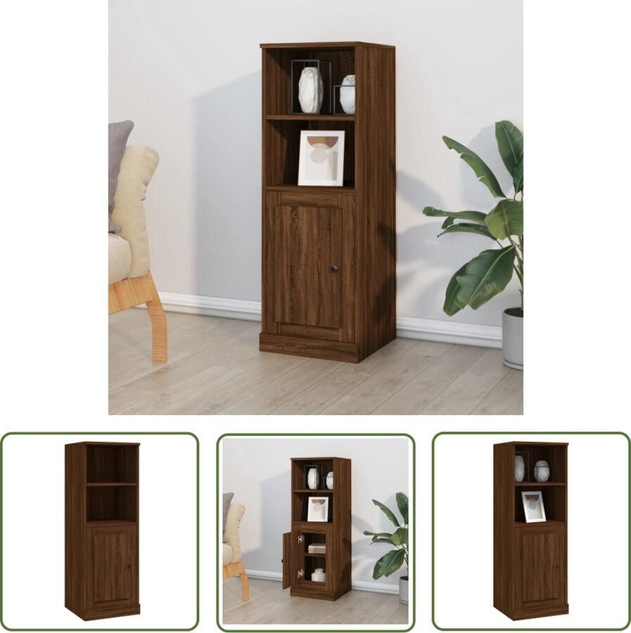 The Living Store Hoge kast 36x35 5x103 5 cm bewerkt hout bruin eikenkleur Hoge Kast Buffetkast Houten Kast Bruine Eiken Scandinavisch Design