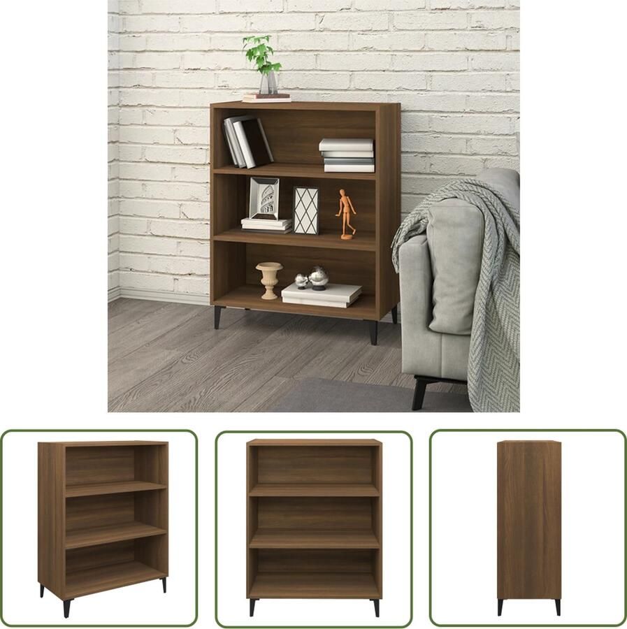 The Living Store Dressoir 69 5x32 5x90 cm bewerkt hout bruin eikenkleur Dressoir Bijzettafel Houten Kast Bruine Eiken Kleur Opbergruimte