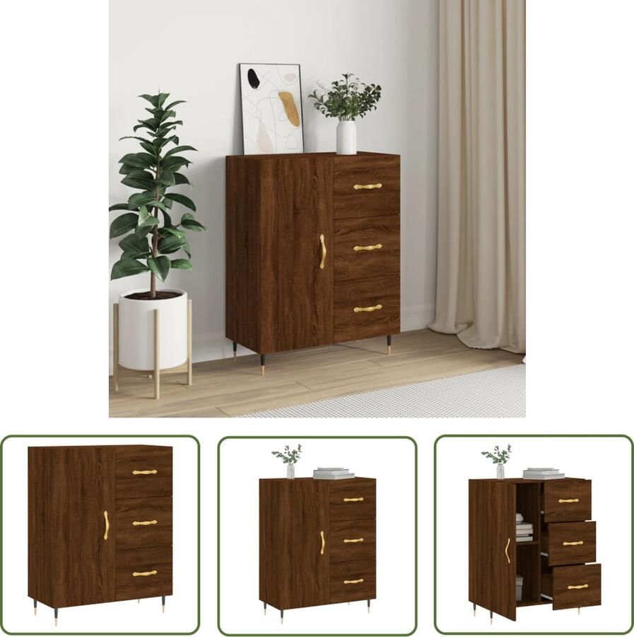 The Living Store Dressoir 69 5x34x90 cm bewerkt hout bruin eikenkleur Dressoir Vintage Houten Dressoir Bruine Eiken Dressoir Vintage Furniture Salontafel