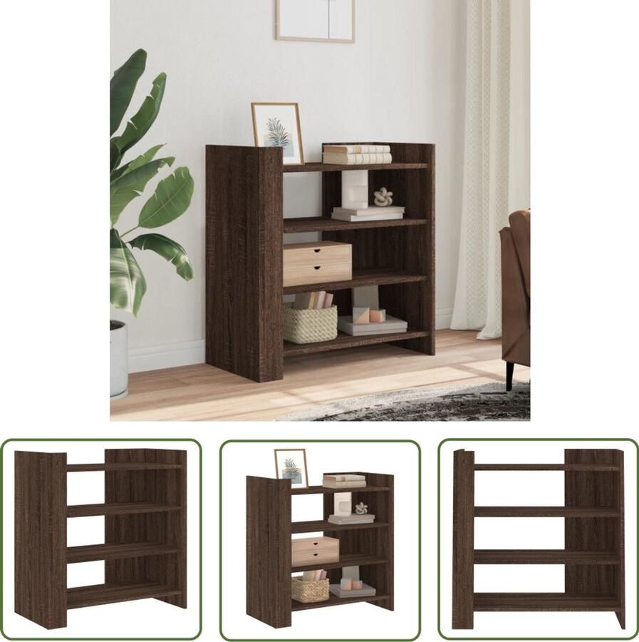 The Living Store Dressoir 73 5x35x75 cm bewerkt hout bruin eikenkleur Dressoir Opbergkast Houten Kast Bruine Eiken Vintage Design
