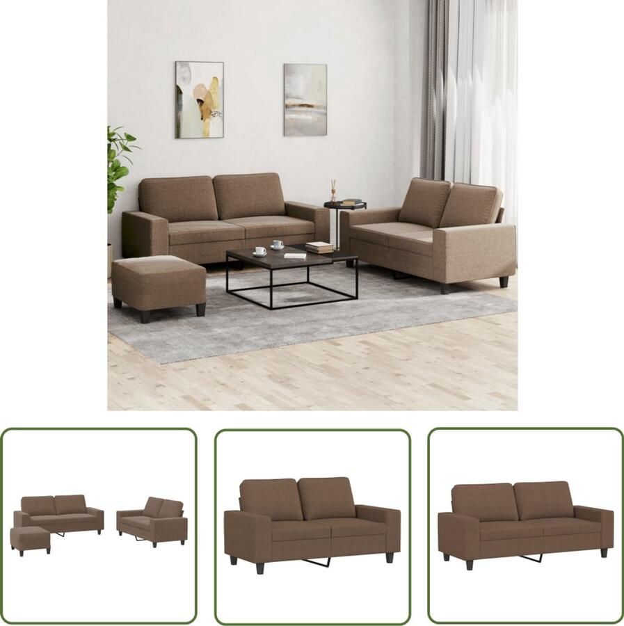 VidaXL Bruine Lounge Loungeset 3-delige Loungeset stof bruin Loungebank Tuinset Buitensets