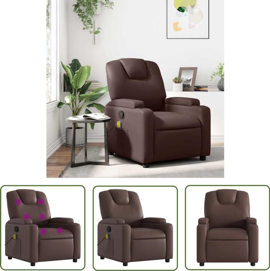 VidaXL Massagestoel verstelbaar kunstleer bruin Massagestoel Bruine Massagestoel Elektrische Massagestoel Relaxstoel Loungestoel