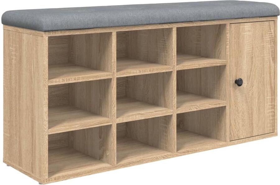 VidaXL Schoenenbank 102x32x50 cm bewerkt hout sonoma eikenkleurig Schoenenbank Bruine Schoenenbank Houten Schoenenbank Schoenenkast Entreemeubel - Foto 2