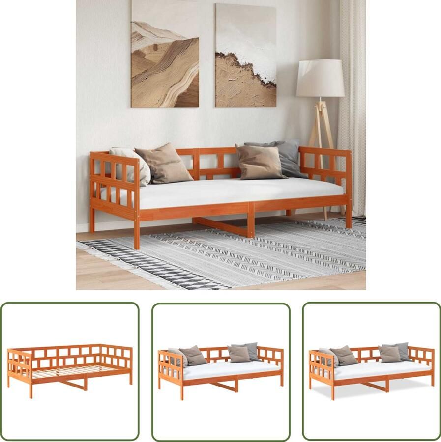 VidaXL Slaapbank zonder matras 80x200 cm massief grenenhout wasbruin Slaapbank Bruine Slaapbank Houten Slaapbank Grenenhouten Slaapbank Compact Slaapbank - Foto 2