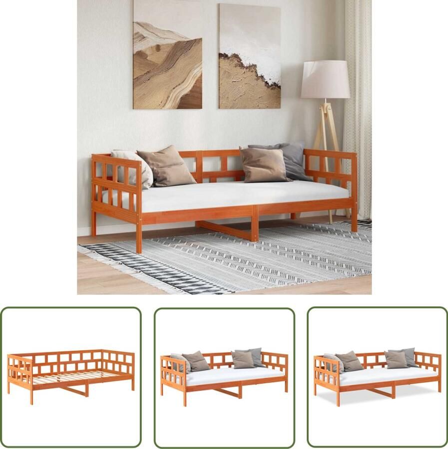 VidaXL Slaapbank zonder matras 90x200 cm massief grenenhout wasbruin Slaapbank Bruine Slaapbank Houten Slaapbank Grenenhouten Slaapbank Tweepersoons Slaapbank - Foto 3