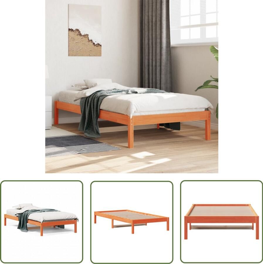 VidaXL Slaapbank zonder matras 90x200 cm massief grenenhout wasbruin Slaapbank Bruine Slaapbank Houten Slaapbank Grenenhouten Slaapbank Tweepersoons Slaapbank - Foto 2