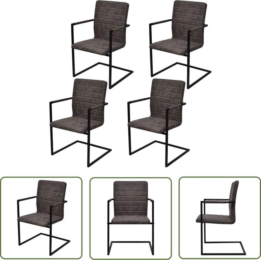 The Living Store Eetkamerstoelen Bruin 53 x 61 x 88.2 cm PU-leer Eetkamerstoelen Bruine Stoelen Kunstleder Meubilair Moderne Stoelen Comfortabele Stoelen - Foto 2