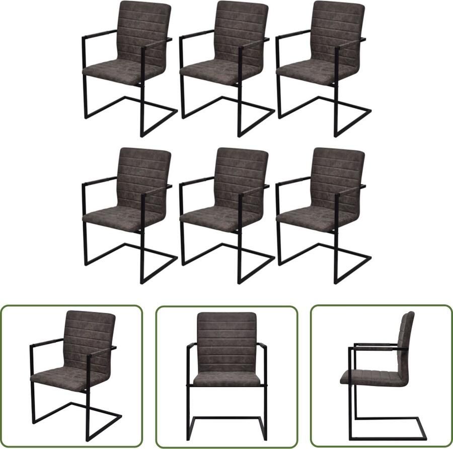 The Living Store Eetkamerstoelen Bruin 53x61x88.2 cm PU-leren bekleding Stalen frame Eetkamerstoelen Bruine Stoelen Kunstleder Meubilair Salonstoelen Dining Chairs - Foto 2