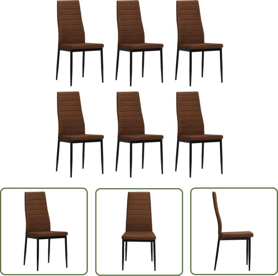 The Living Store Eetkamerstoelen Stoffen bekleding Bruin 43 x 44 x 96 cm Set van 6 Eetkamerstoelen Bruine Stoelen Moderne Stoelen Luxe Stoelen Comfortabele Stoelen - Foto 3