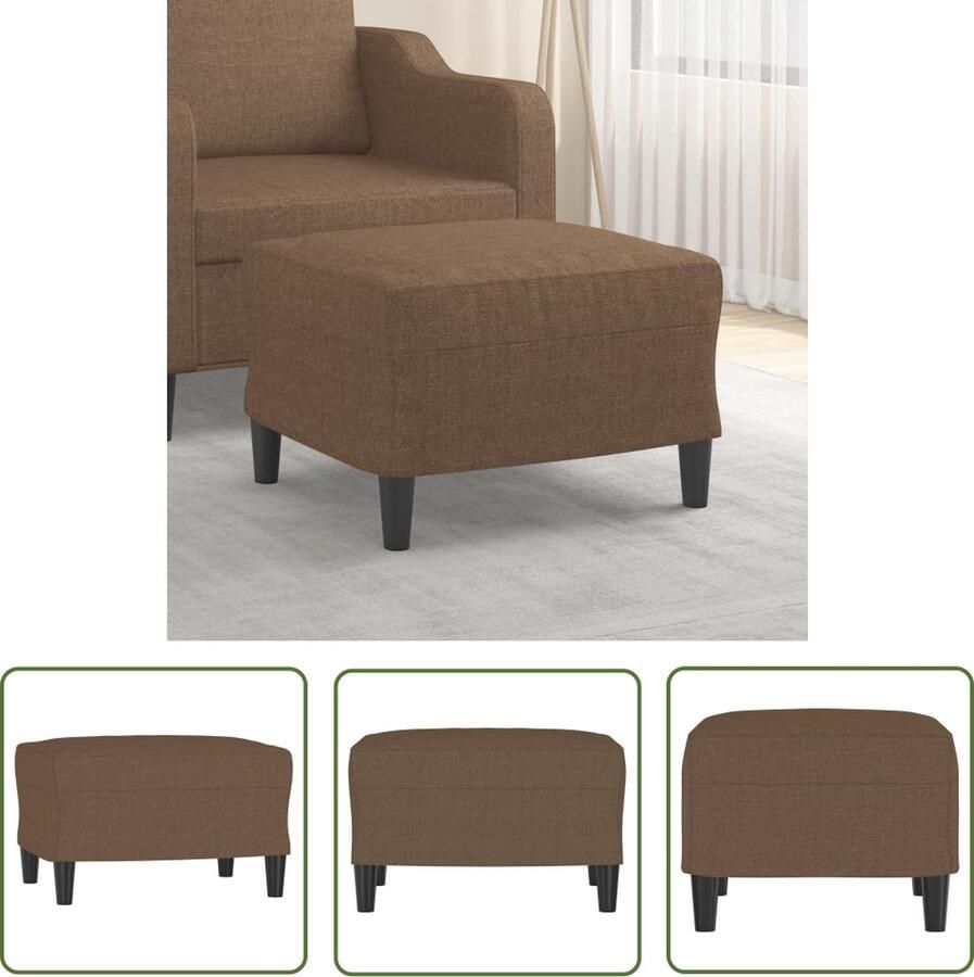 VidaXL Voetenbank 60x50x41 cm stof bruin Voetenbank Bruine Voetenbank Stoffen Voetenbank Relaxstoel Lounge Meubilair - Foto 2