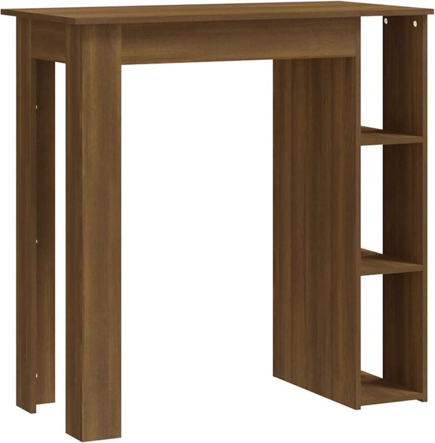 The Living Store Bartafel Rhodos Bruineiken 102 x 50 x 103.5 cm Inclusief 3 Opbergvakken Bartafel Houten Bartafel Bruine Bartafel Salontafel Eethoek - Foto 2