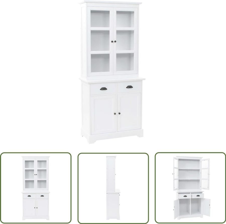 VidaXL Buffetkast 4 deuren 80x40x180 cm Wit Buffetkast Dressoir Opbergkast Meubel Wit Mdf Grenenhout Vintage Modern Landelijk Industrieel Livingroom Slaapkamer Keuken