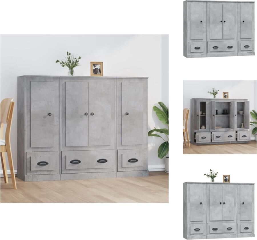 VidaXL The Living Store Buffetkast Betongrijs 132 x 35.5 x 103.5 cm Duurzaam materiaal