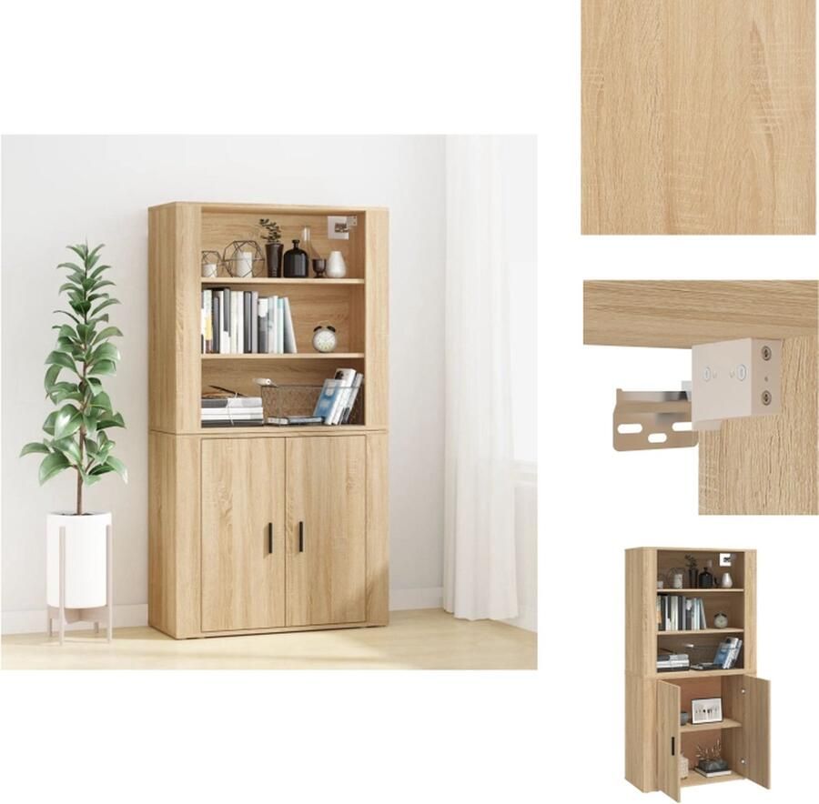 VidaXL Buffetkast: Buffetkasten Dressoir Kast Buffetkast Hoge kast bewerkt hout sonoma eikenkleurig - Foto 3