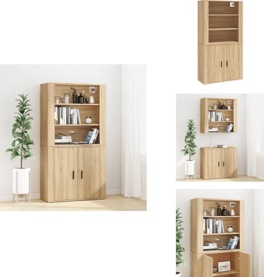 VidaXL Buffetkast: Buffetkasten Dressoir Kast Buffetkast Hoge kast bewerkt hout sonoma eikenkleurig