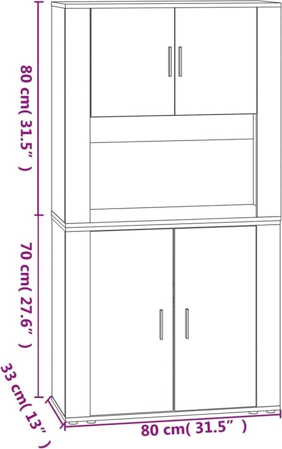 VidaXL Buffetkast: Buffetkasten Dressoir Kast Buffetkast Hoge kast bewerkt hout wit